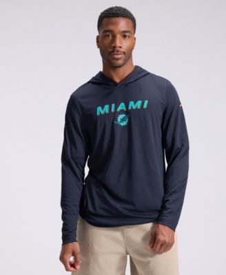 Men's  Navy Miami Dolphins Rivalries Collection Sideline Lightweight Hooded Long Sleeve Top