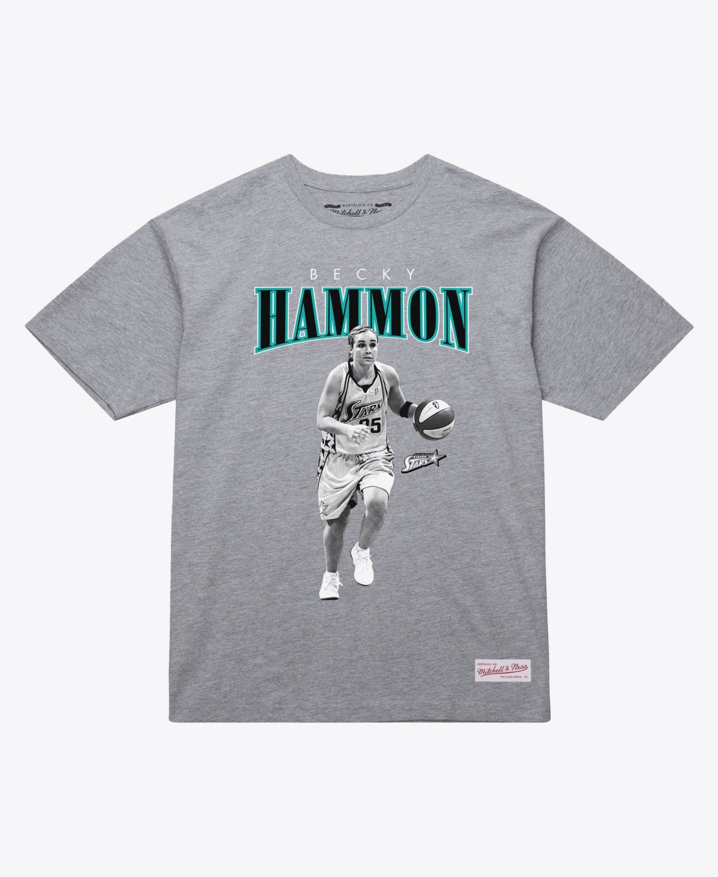 Футболка Mitchell & Ness Becky Hammon Heather Gray San Antonio Stars Player Boyfriend - Court Origins — фото 1