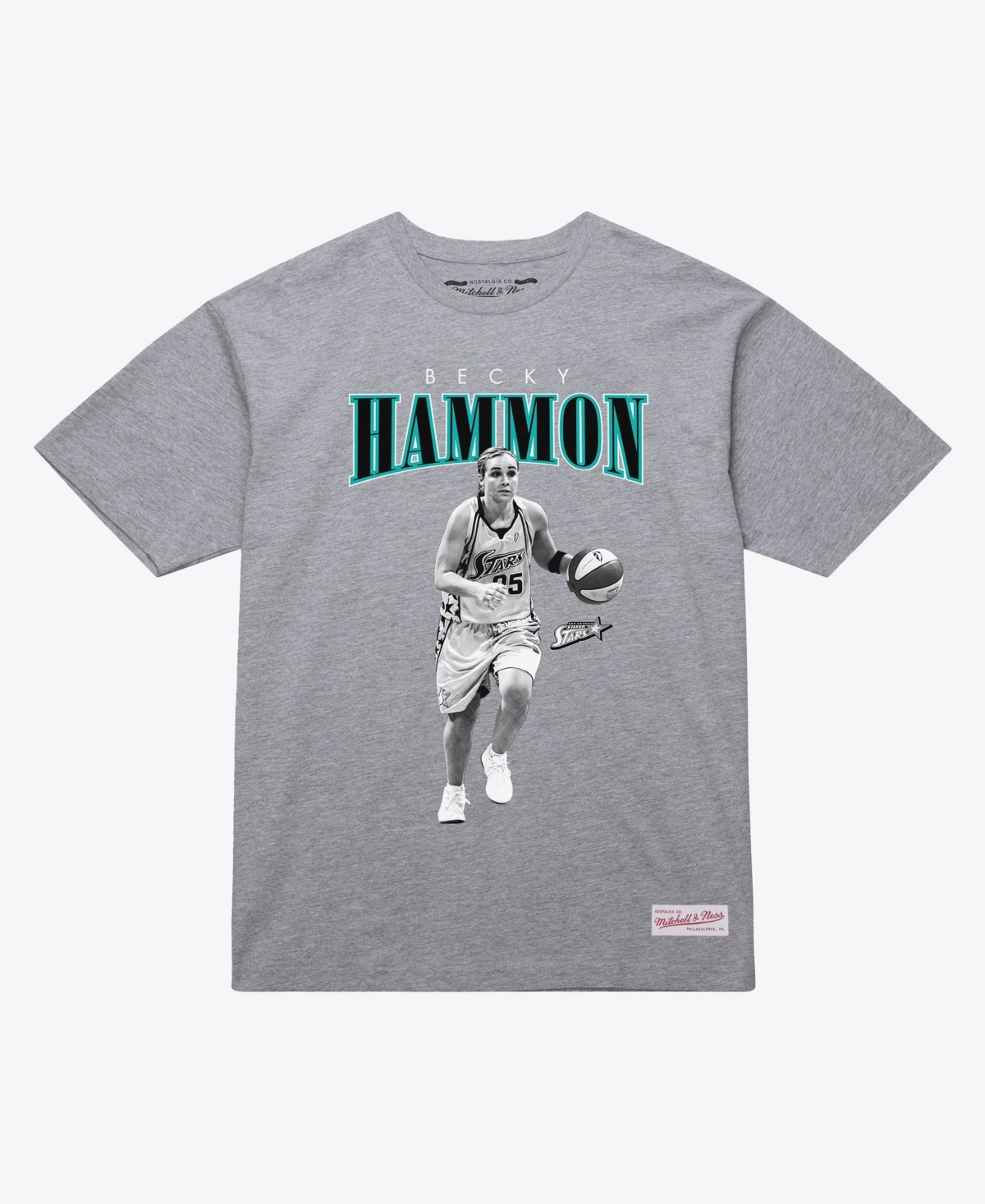 Mitchell & Ness Men's and Women's Becky Hammon Heather Gray San Antonio Stars Player Boyfriend Court Origins T-Shirt