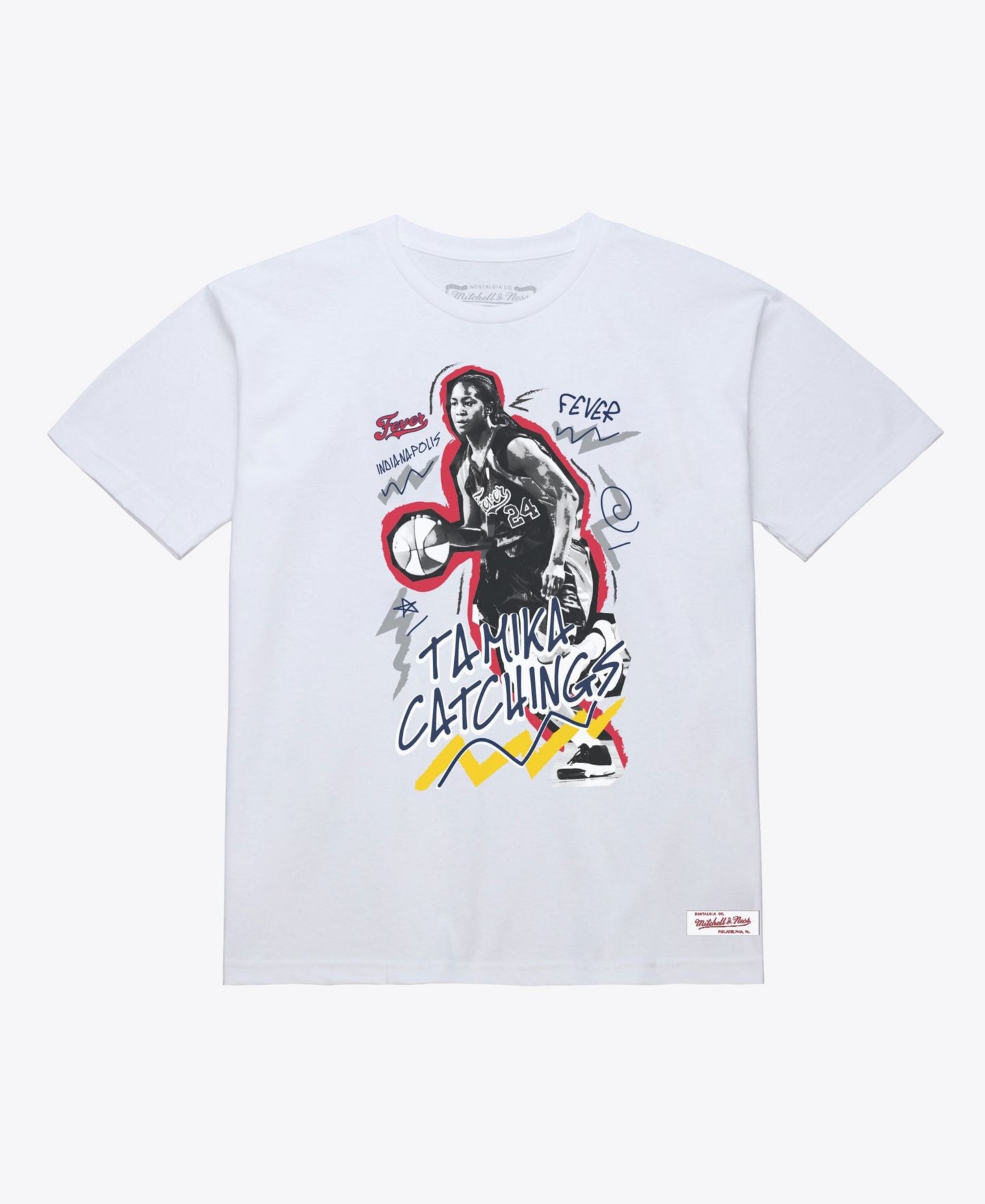 Футболка Mitchell & Ness Tamika Catchings White Indiana Fever Chalked Up - Court Origins — фото 1
