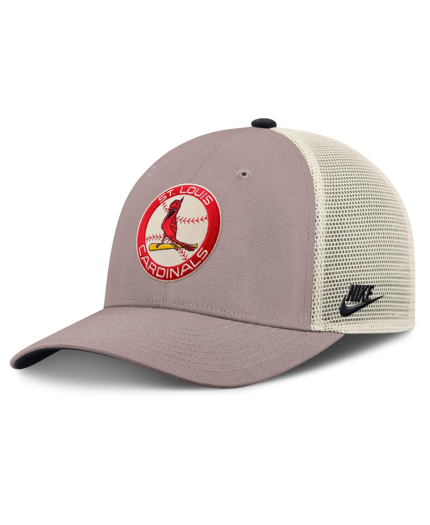 Мужская кепка Nike Khaki St. Louis Cardinals Rise Adjustable Trucker Hat — фото 1