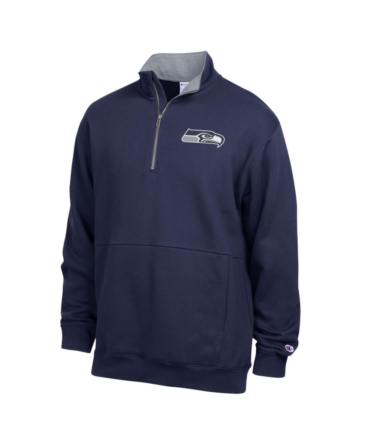 Champion Men's College Navy/Heather Gray Seattle Seahawks Fleece Quarter-Zip Pullover