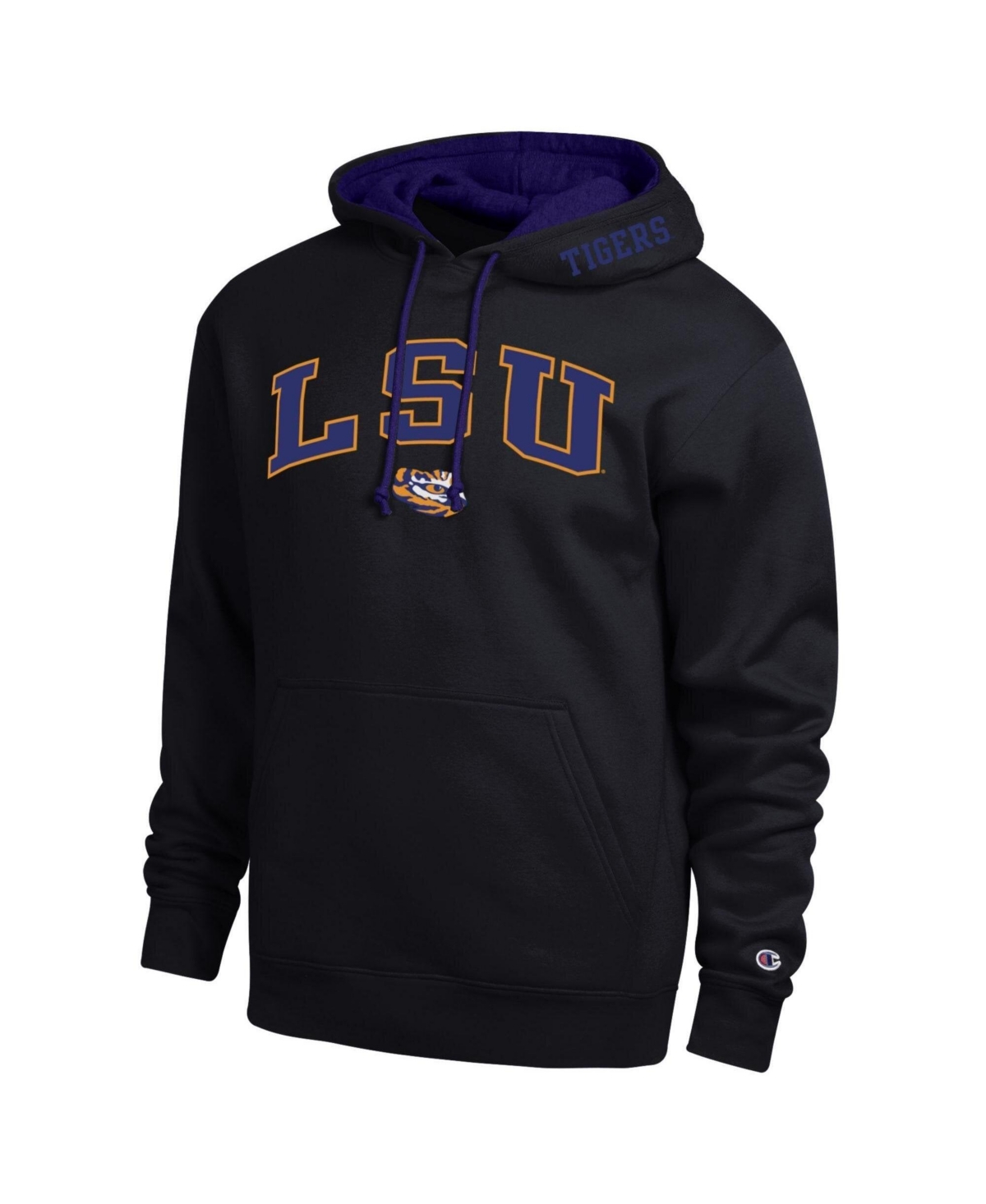 Champion Men's Black Lsu Tigers Arch Tackle Twill Hoodie - Black