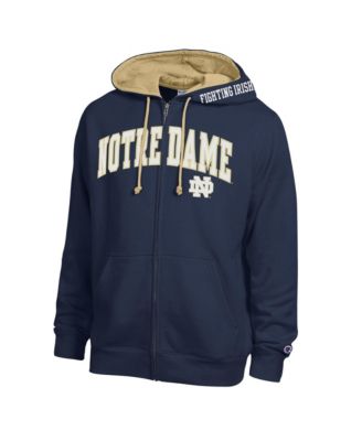 Men's Navy Notre Dame Fighting Irish Arch Logo Full-Zip Fleece Hoodie