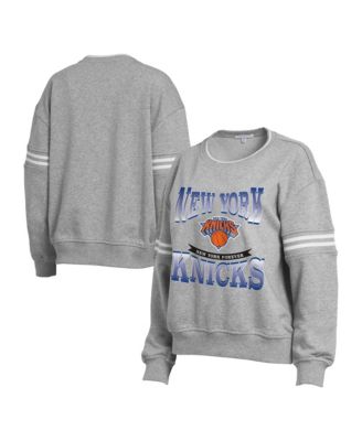 Women's  Gray New York Knicks Crest Crew Sweatshirt