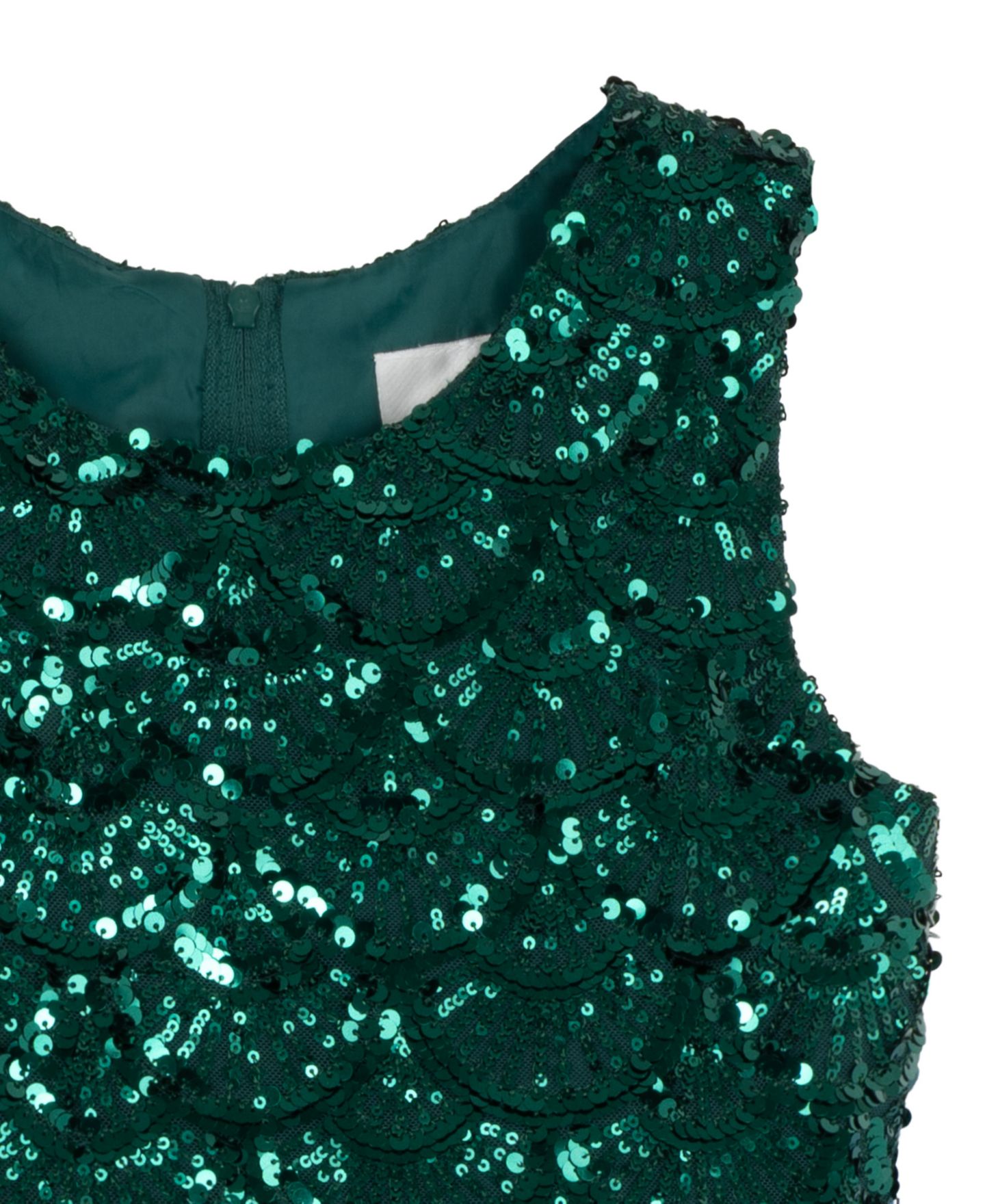 Платье Rare Editions Sequin Embroidered Lace High-Low Sleeveless Dress для девочек, цвет: Тёмно-зелёный — фото 6
