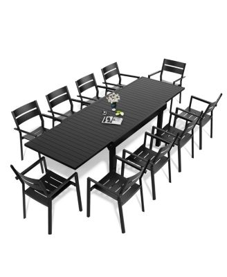 5/7/11-Piece Outdoor All-Aluminum Patio Dining Set with Expandable Table and Stackable Chairs