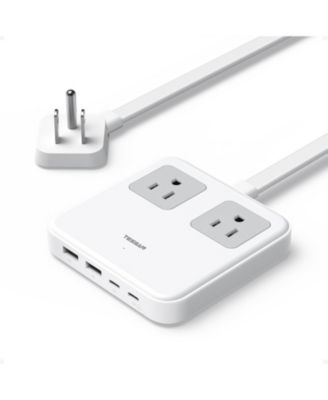 67W USB-C Charging Station, 2 AC Outlets, 2 USB-C, 2 USB-A, 5-Ft Flat Cord for Home, Office and Travel