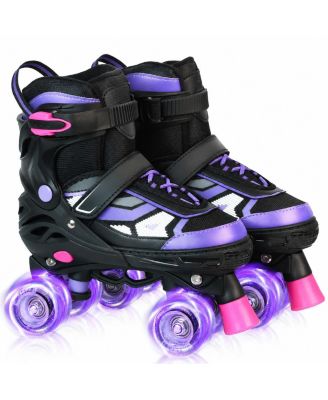 Adjustable Quad Roller Skates Light Up Wheels for Indoor Outdoor Sports Beginners