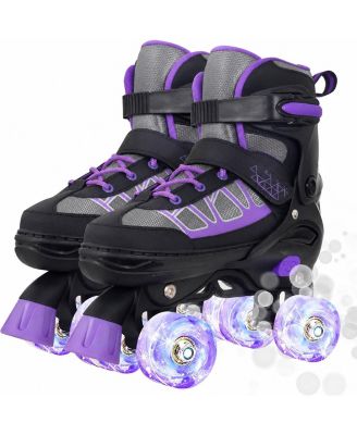 Adjustable Quad Roller Skates Light Up Wheels For Kids Beginners Outdoor Sports