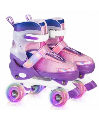 Adjustable Quad Roller Skates Light Up Wheels Gradient Outdoor Indoor