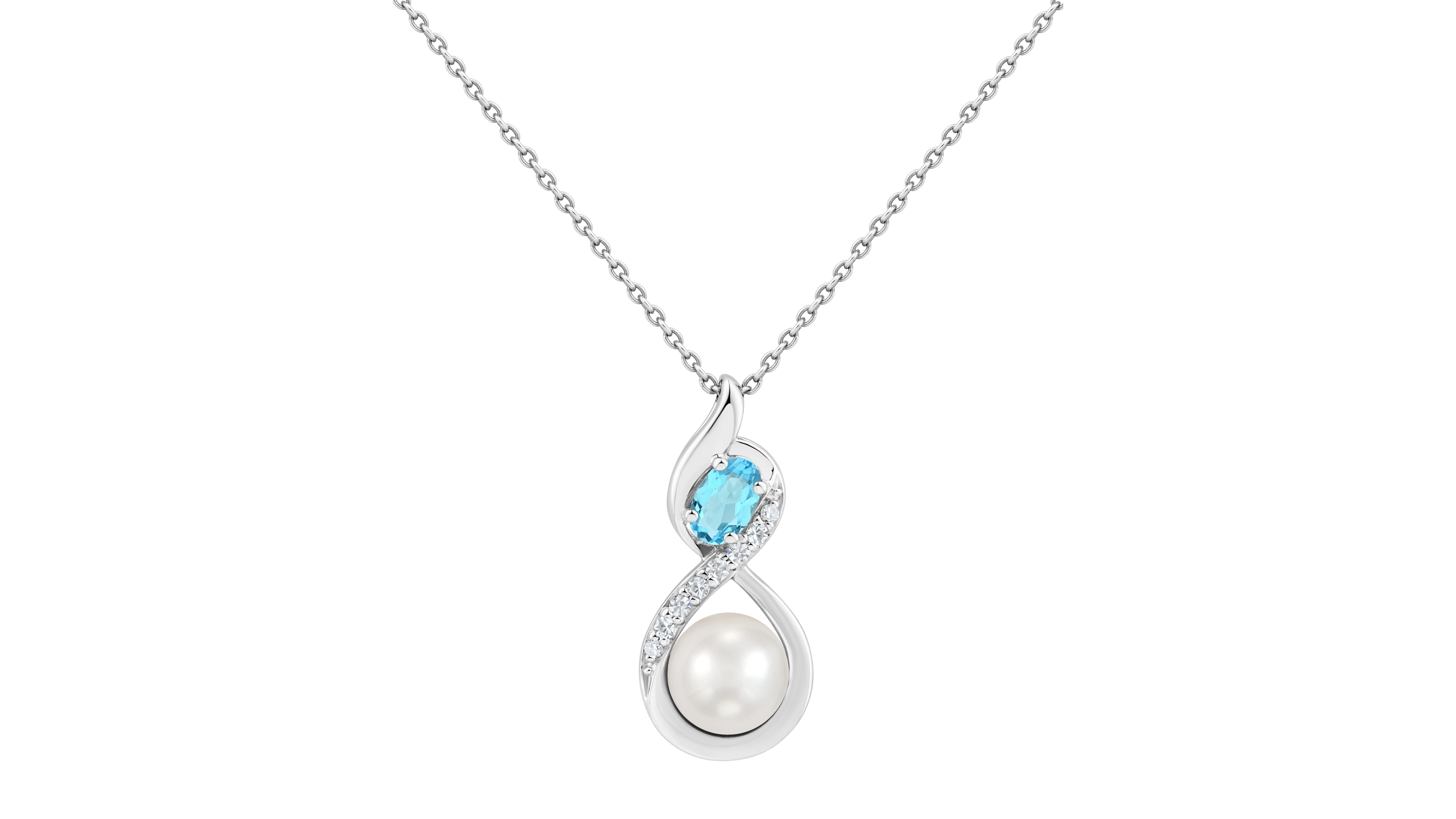 Cultured Freshwater Pearl and Swiss Blue Topaz Pendant (1/4 ct. t.w.) in Sterling Silver
