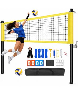 Heavy Duty Portable Volleyball Net Set Adjustable Poles Carry Bag Outdoor Games