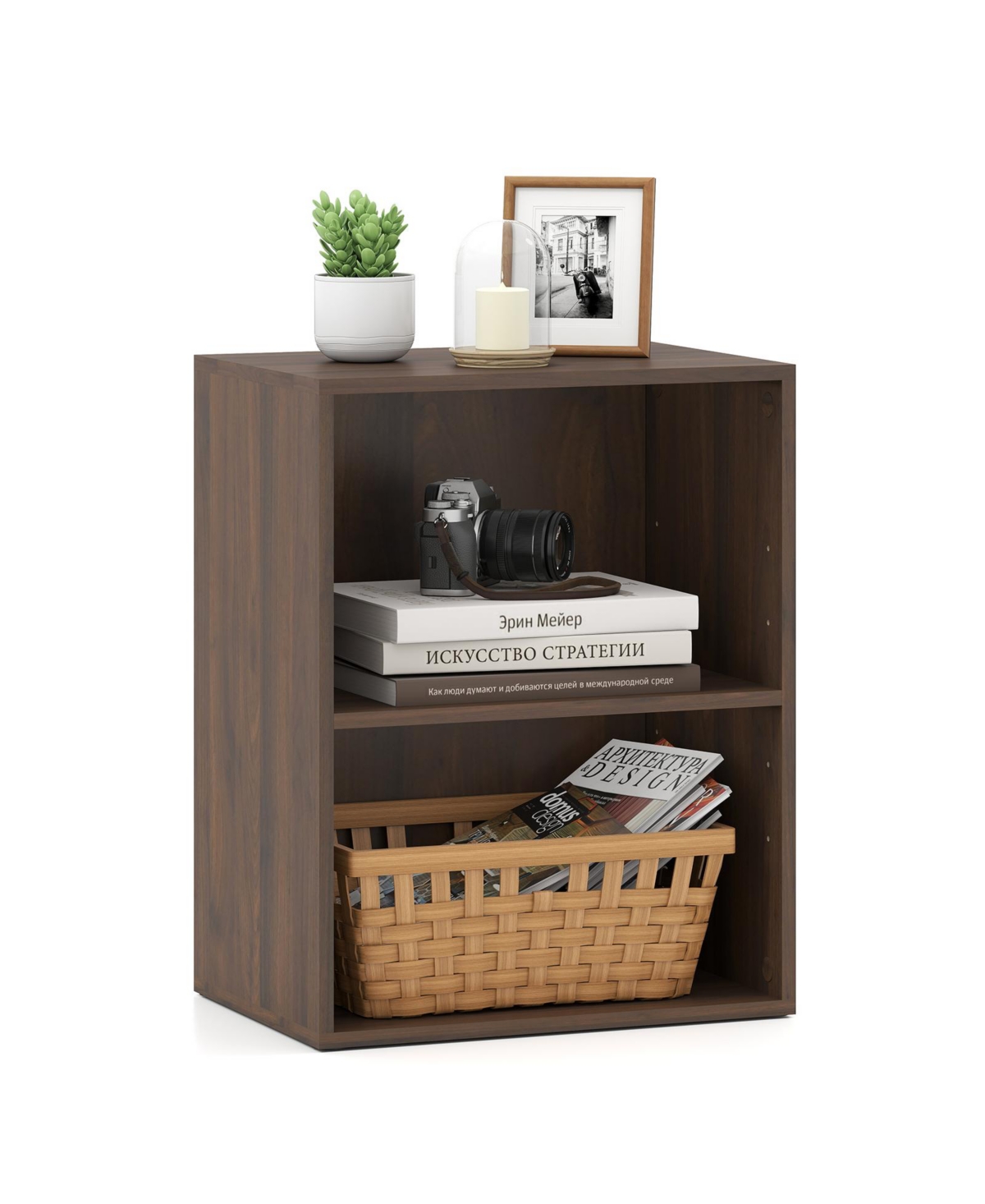 Costway 2-Cube Bookcase with 5-Position Adjustable Shelf, Anti-Toppling Kits for Study