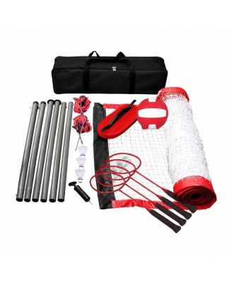 2 in 1 Volleyball Badminton Game Set Adjustable Poles Carry Bag for Outdoor Play