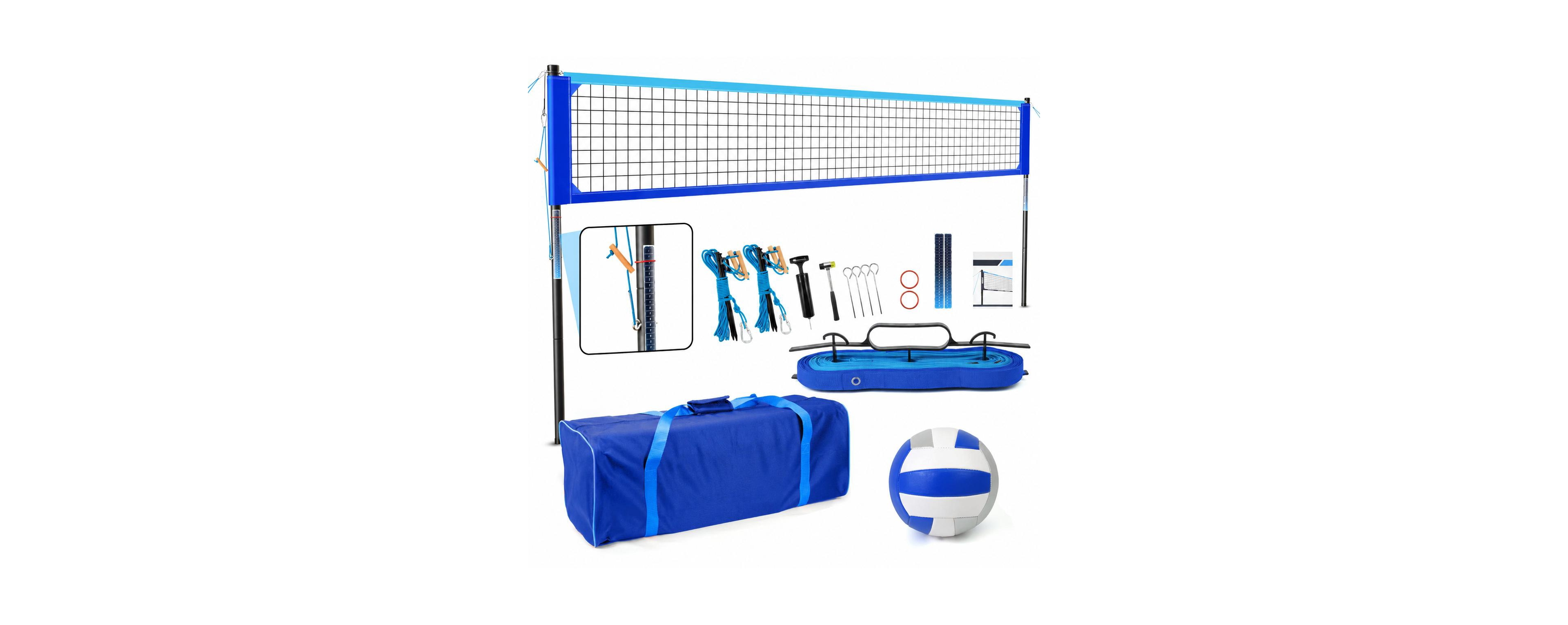 Furlihong Heavy Duty Portable Volleyball Net Set Adjustable Poles Tension Adjuster Outdoor Backyard Beach