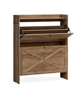 Shoe Storage Cabinet Organizer with 2 Flip Drawers for Entryway