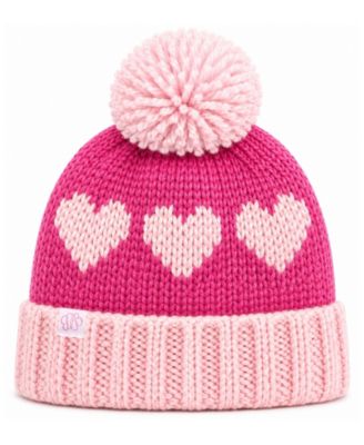 Toddler Girls Hearts Pom Pom Beanie