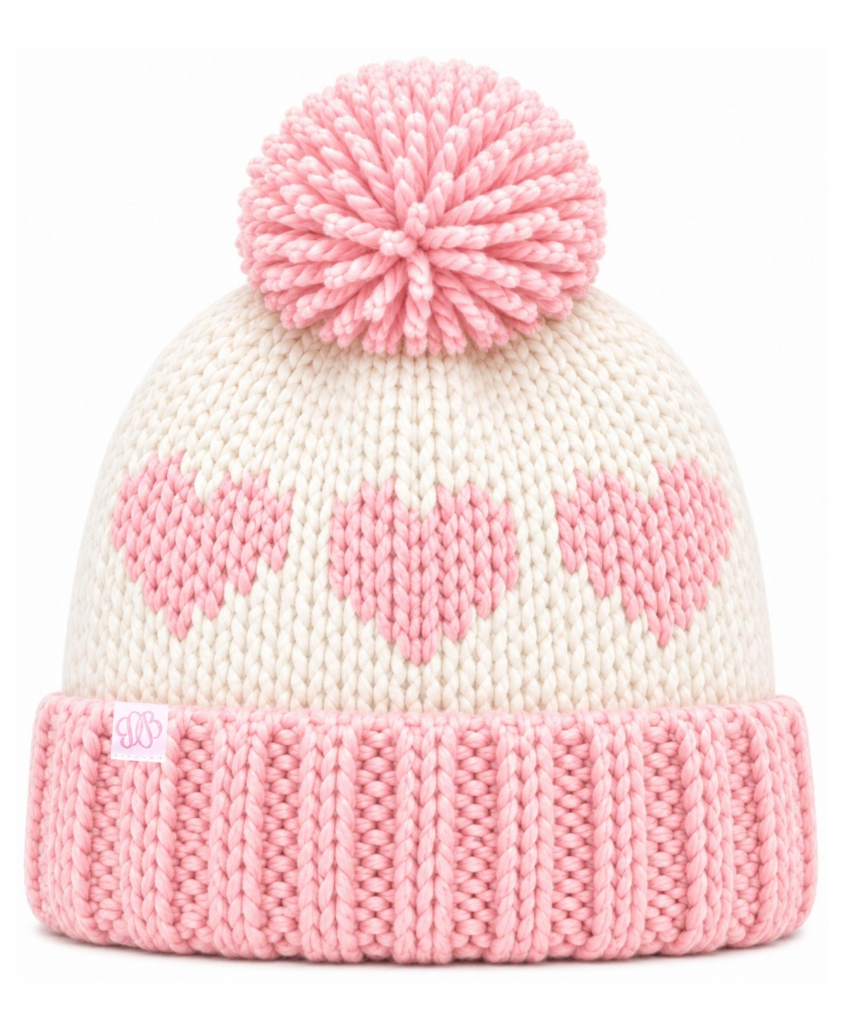 Bits & Bows Toddler Girls Hearts Pom Beanie