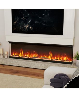 3-Sided Electric Fireplace Insert with Remote, 12 Flame Colors 5 Brightness