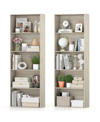 5-Tier Bookshelf Open Bookcase Freestanding Display Shelf Storage Organizer
