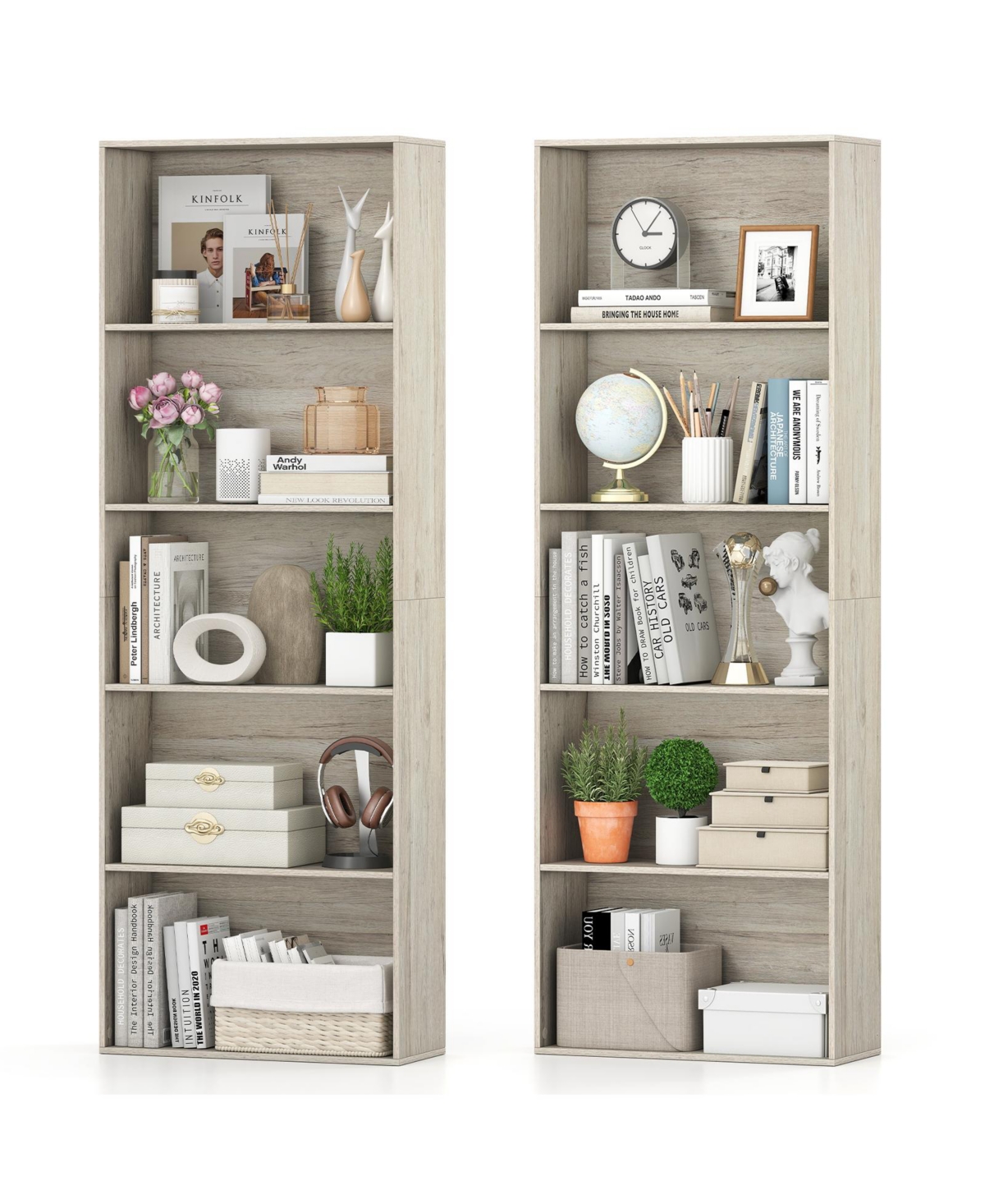 Costway 67 Inch 5-Tier Engineered Wood Freestanding Open Bookcase