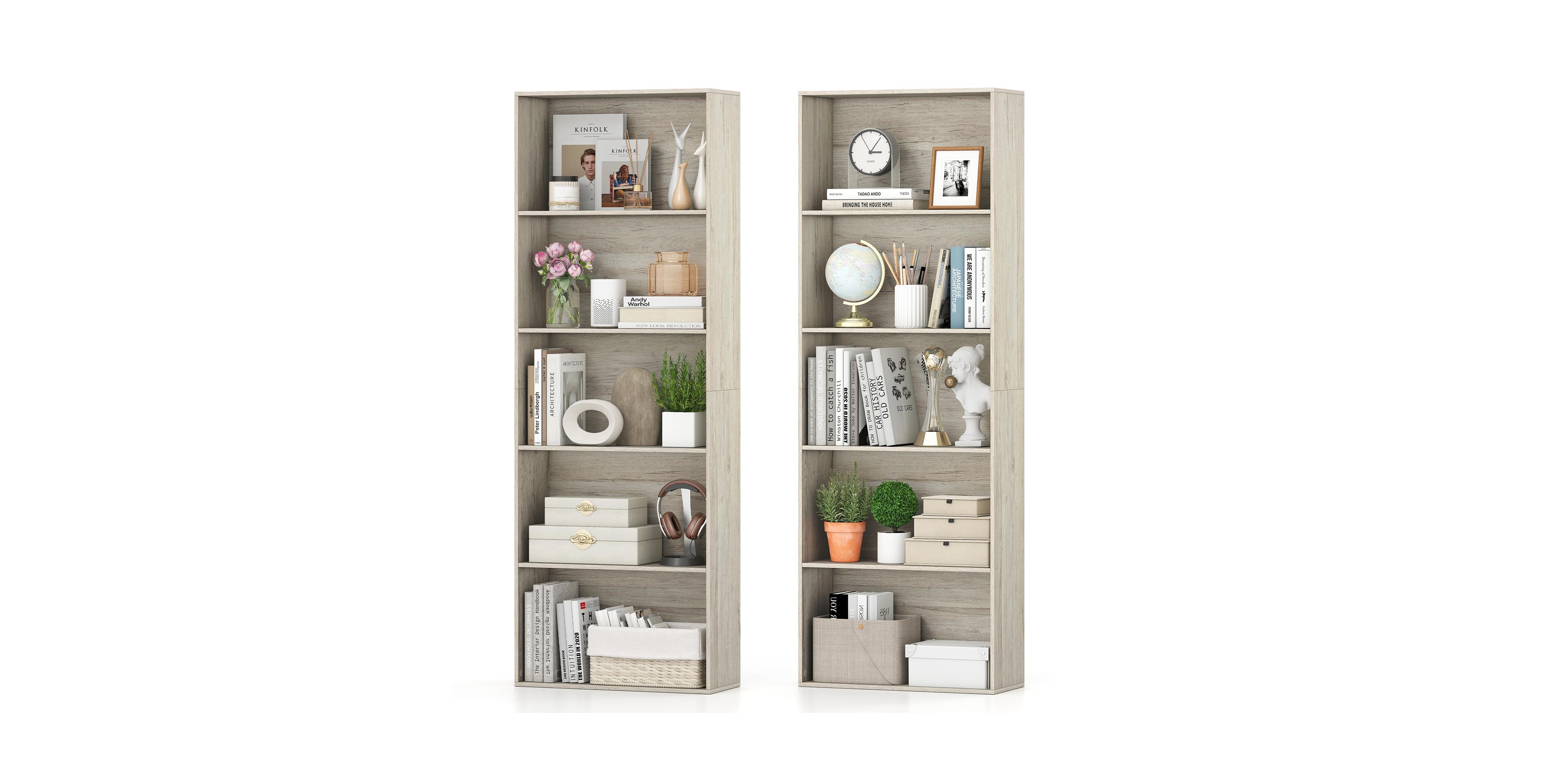 Costway 67 Inch 5-Tier Engineered Wood Freestanding Open Bookcase