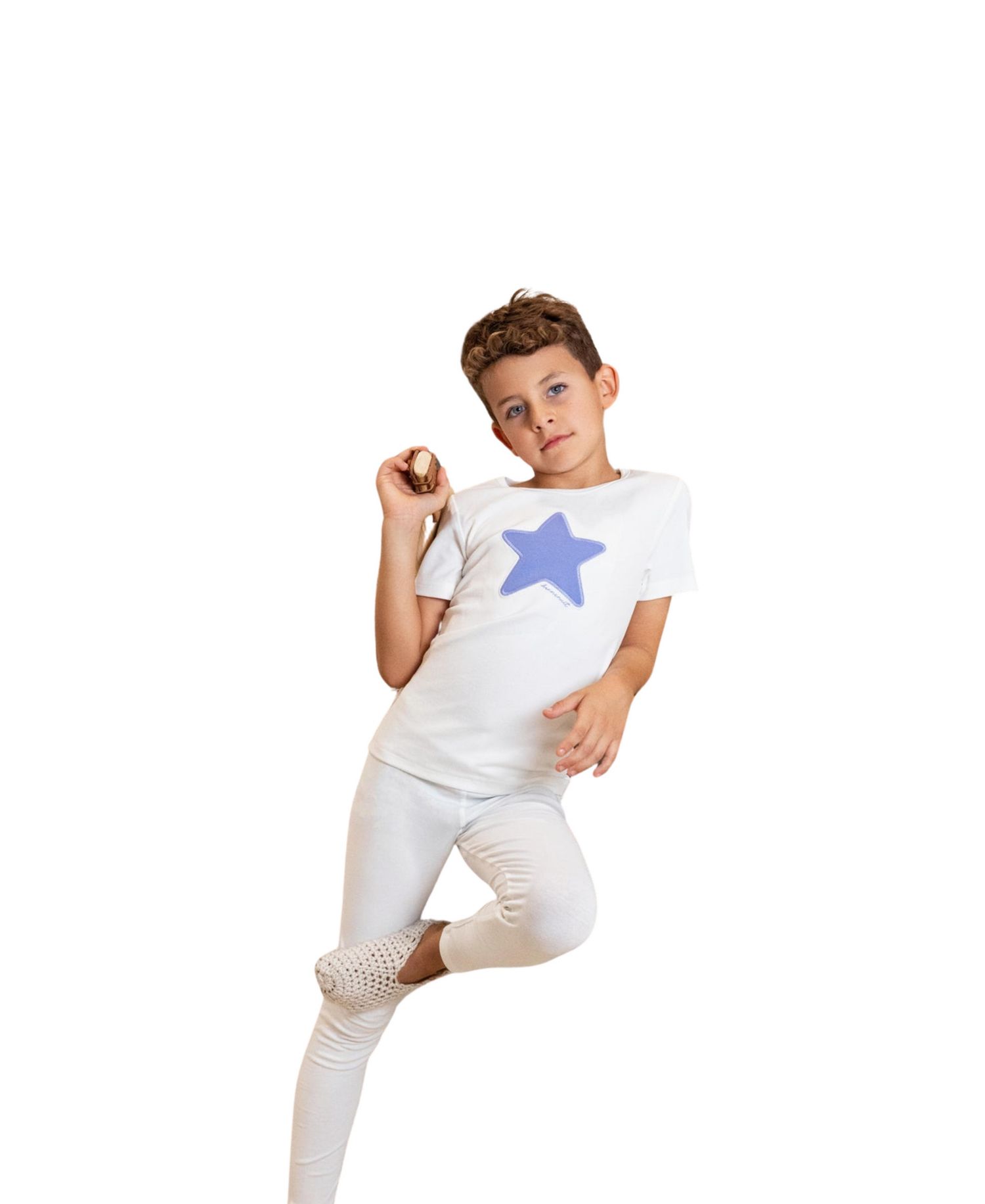 Boys' and Girls' Heart and Star Short-Sleeve Cotton Top and Pants, 2-Piece Set