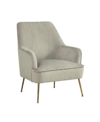 Velour Fabric Accent Chair with Rubberwood Frame