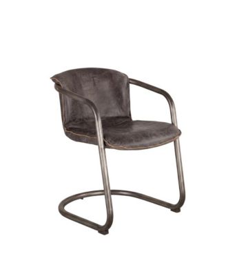 Leather Upholstered Dining Chair, Distressed Accent Chair for Dining Room