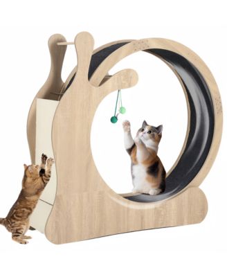 Cat Wheel Exerciser for Indoor Cats, 3-in-1 Treadmill with Scratching Board and Play Balls, Quiet Running Wheel