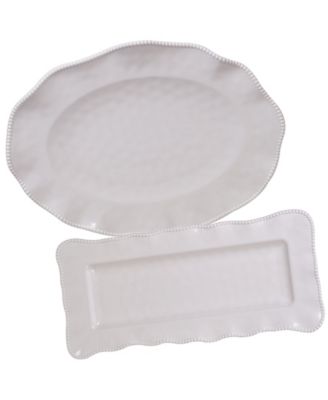 Perlette Cream Melamine 2-Piece Platter Set