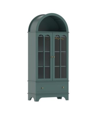5-Tier Arched Cabinet with Tempered Glass Doors and Wine Rack