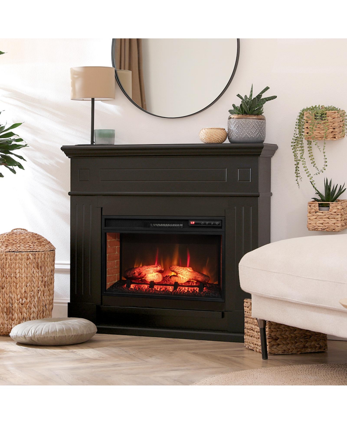 Boyel Living 26" Electric Fireplace Insert, 3-Level Flame 6H Timer, 1400W 4777 Btu 400 Sq Feet