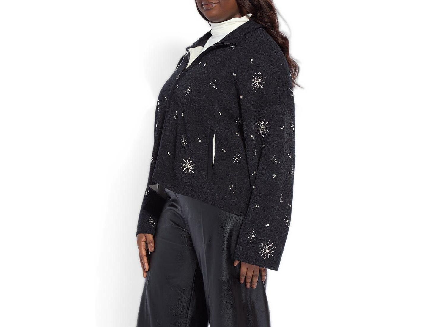 Женская куртка LYSSE Plus Size Scottie Oversized Embellished Knit, цвет: Графитовый / Серый — фото 3