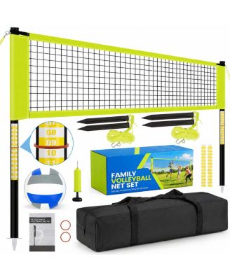 Outdoor Volleyball Net Set Adjustable Poles Portable Backyard Beach Game