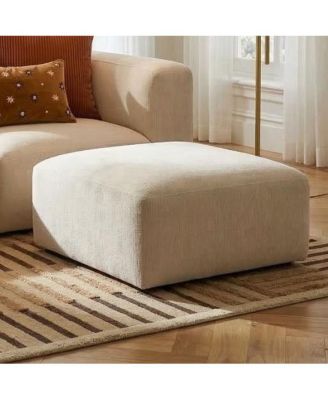 Living Room Chenille Ottoman, Square Modular Accent, Sectional Extension Module