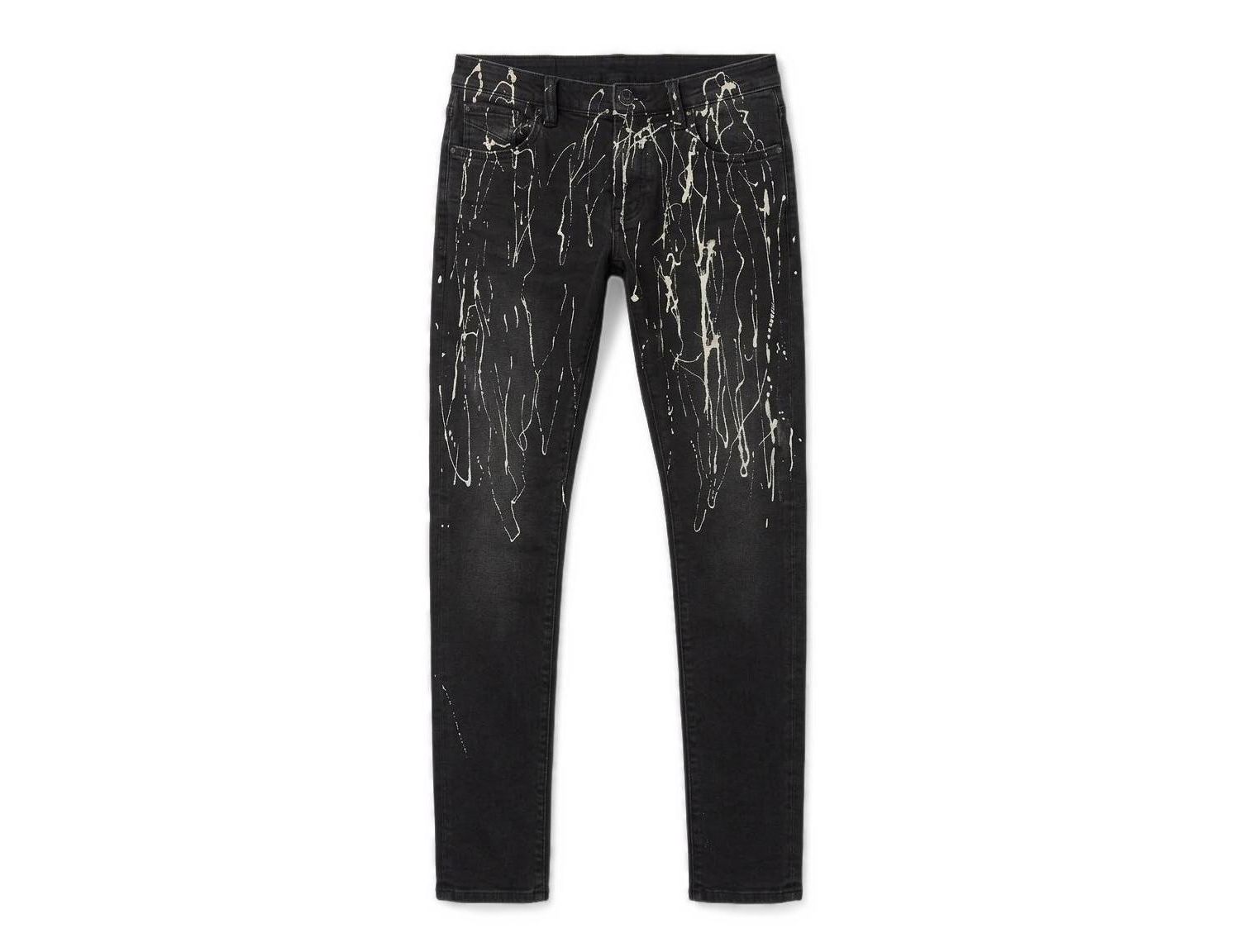 Men's Strat Super-Skinny Low-Rise Discharged-Print Jeans