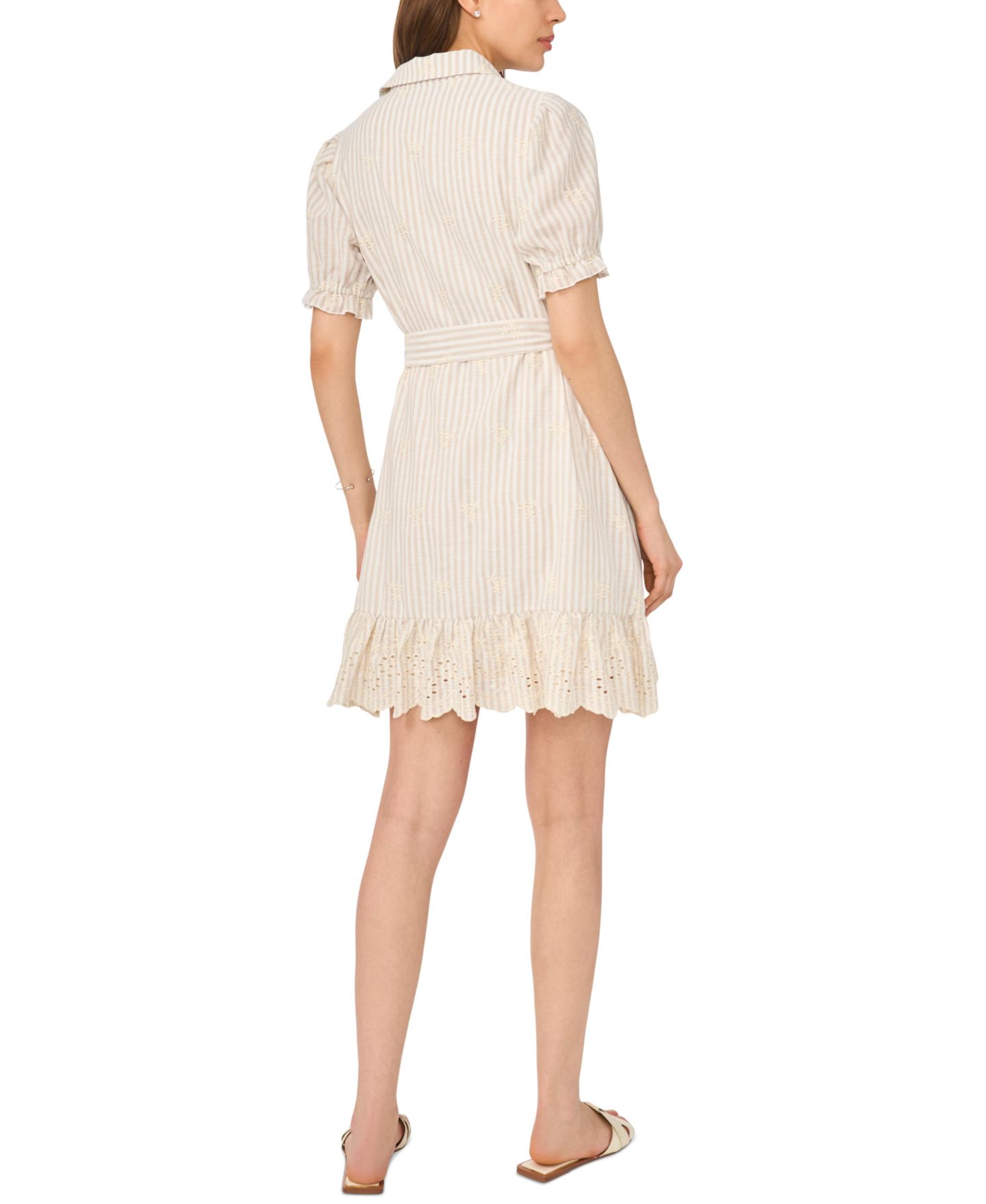 Женское платье Vince Camuto Ruffle Puff-Sleeve Mini, цвет: Берёзовый — фото 3