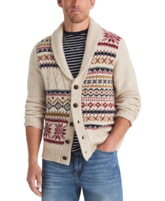 Men's Fair Isle Shawl Collar Classic-Fit Cardigan