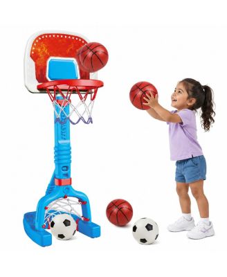 2 in 1 Basketball Hoop Soccer Goal Adjustable Height Kids Sports Toy