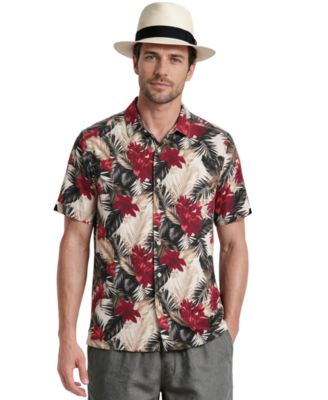 Men's Tropical-Print Classic-Fit Short-Sleeve Point-Collar Shirt