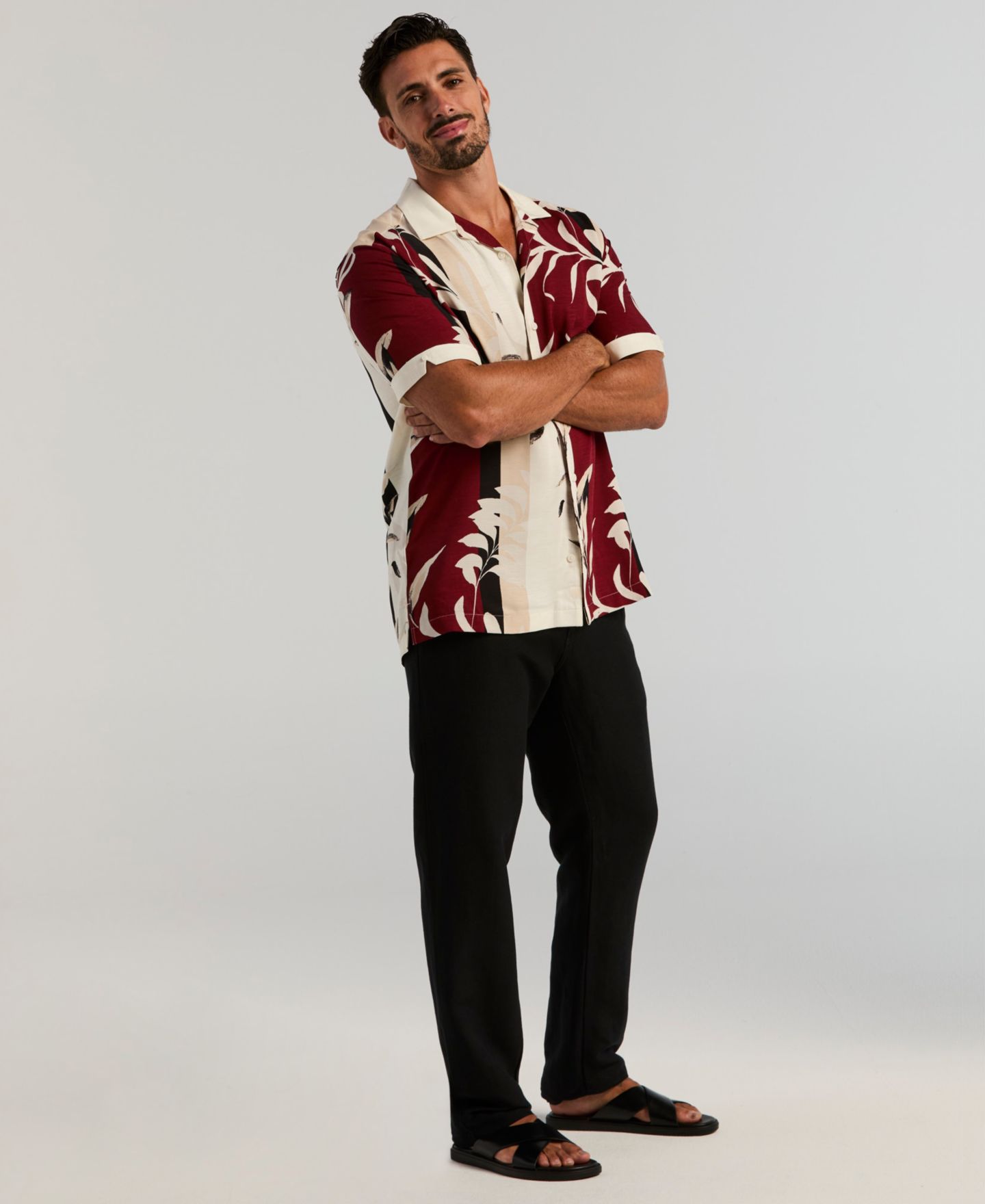 Мужская рубашка Cubavera Button-Front Floral Print Camp, цвет: Egret — фото 3