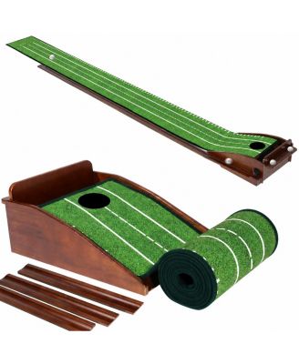 Golf Putting Mat With Automatic Ball Return Two Hole Training For Home Office Outdoor