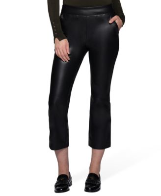 Women's Faux Leather Cropped Bootcut Leggings