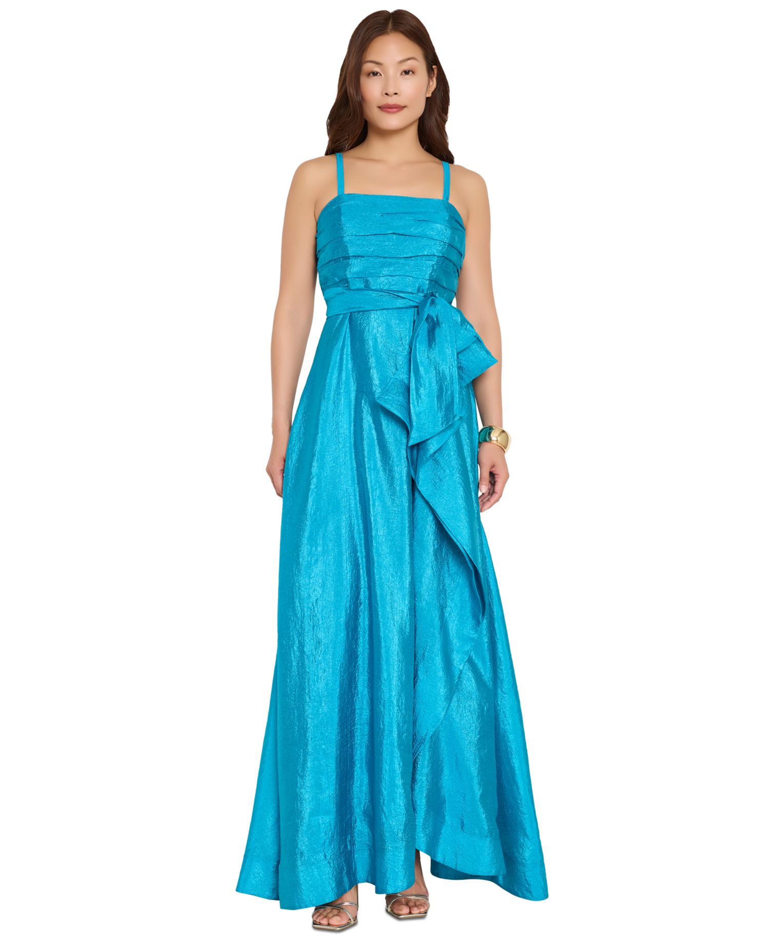 Women's Pleated Bodice Square Neck Ball Gown