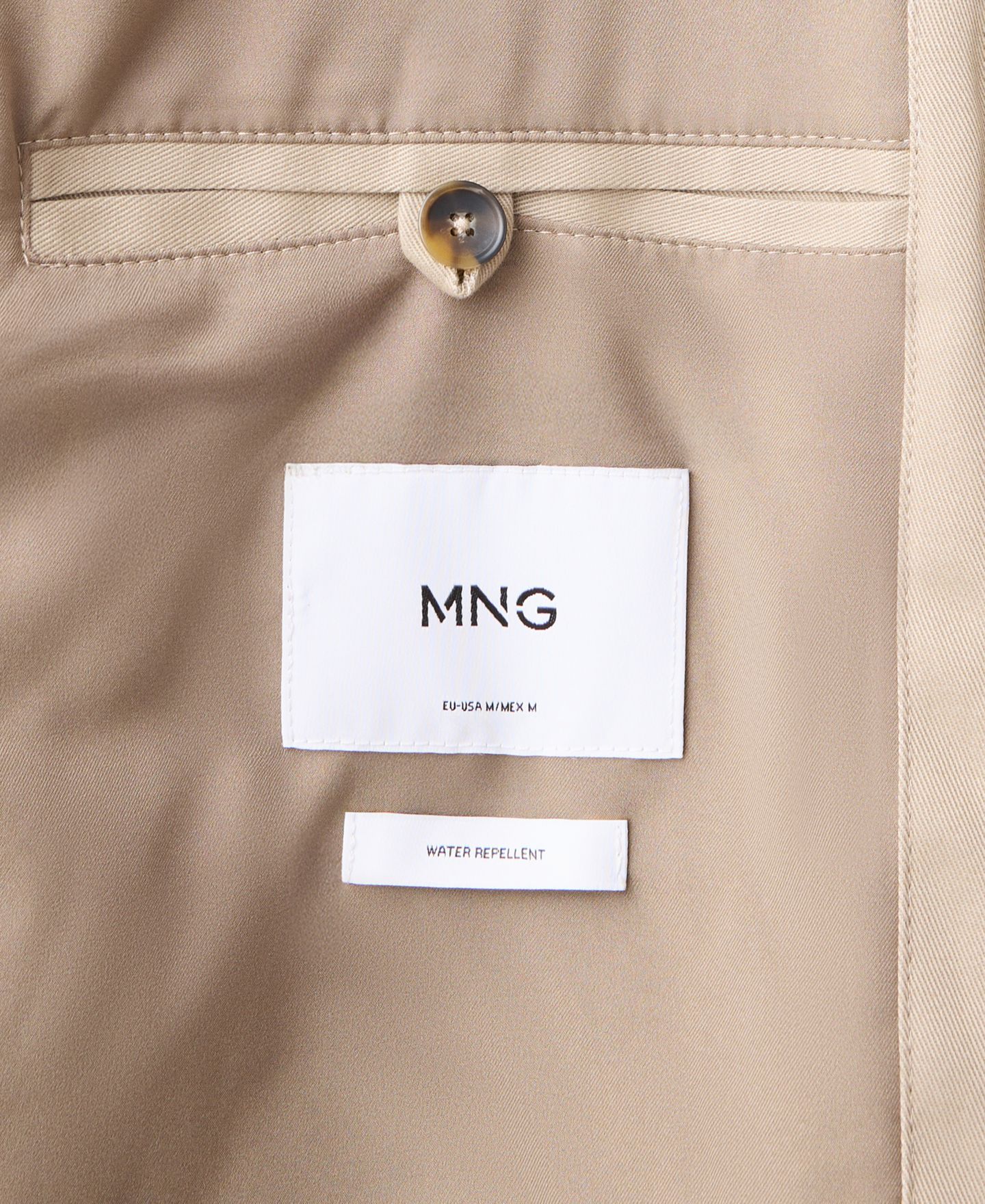 Мужская куртка Mango Water-Resistant Straight-Fit Shirt Jacket, цвет: Бежевый — фото 8