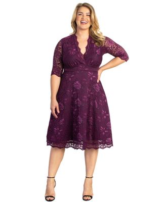 Plus Size Mademoiselle Lace Cocktail Dress with Sleeves
