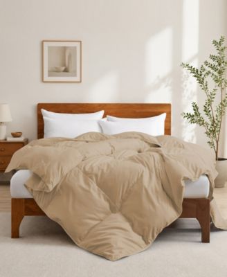 Lightweight White Goose Down Feather Fiber Comforter, California King