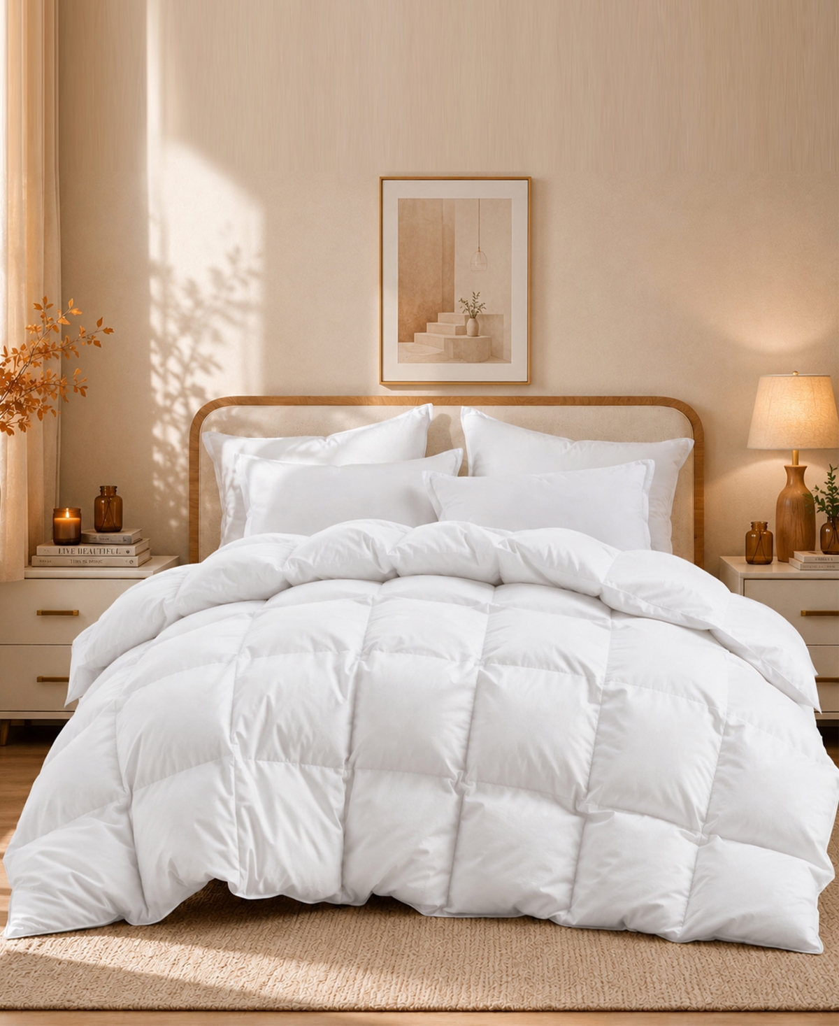 Unikome All Season Warmth Goose Feather Down Fiber Comforter, King